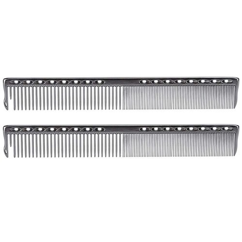 Styling Comb 2pcs Professional Stainless Steel Haircut Comb Salon Hairdressing Comb Styling Tool For All Hair Types Fine and Wide Tooth Hair Barber Comb(Black)