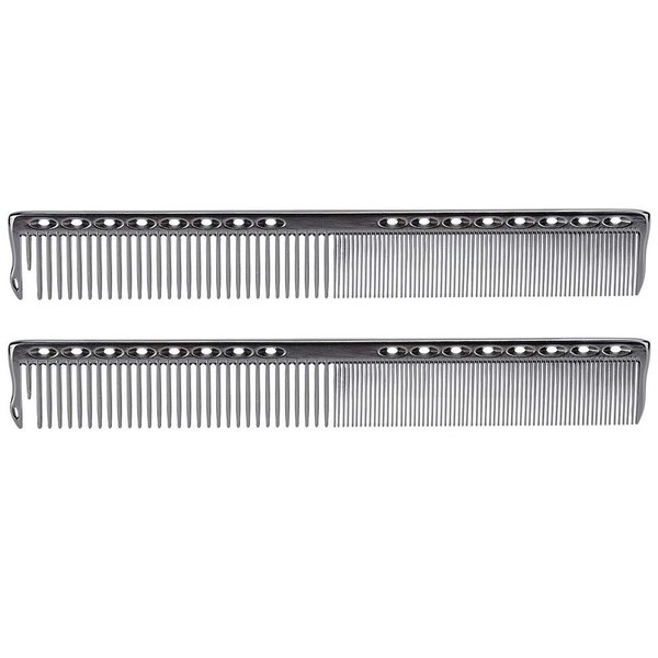 Styling Comb 2pcs Professional Stainless Steel Haircut Comb Salon Hairdressing Comb Styling Tool For All Hair Types Fine and Wide Tooth Hair Barber Comb(Black)