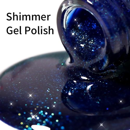 Firedeep Navy Blue Gel Nail Polish, 0.54 Fl Oz Glitter Navy Blue Gel Polish UV/LED Soak Off Nail Polish for Autumn and Winter