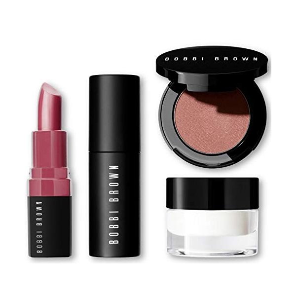 Bobbi Brown 4 Piece Overnight Set Includes Mini Vitamin Enriched Face Base, Eye Opening Mascara, Bronzing Powder in Medium and Crushed Lip in Lilac