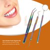 LAJA IMPORTS Dental Hygiene Set - 3pcs Basic Dental Instruments Stainless Steel Dental Rainbow Tooth Pick, Mouth Mirror,Cotton Plier - Dentists Tools Set is Ideal for Personal Use & Pet Friendly