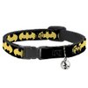 Cat Collar Breakaway Bat Signal 1 Black Yellow 8 to 12 Inches 0.5 Inch Wide