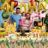 Luau Party Decorations, Hawaiian Party Decorations Aloha Party Supplies with Plates, Grass Skirt Tablecloth, Napkins, Cups, Aloha Balloon for Summer Beach Party Hawaii Luau Party