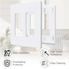 Amerisense Outlet Cover, Screwless Decorator Wall Plate, Light switch Power Plug Cover, 2-Gang Standard Size, White, 5 Pack