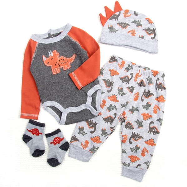 Reborn Baby Doll Clothes Accessories Little Rhinoceros Outfit 4pcs Set for 17-22 Inch Reborn Doll Newborn Girl&Boy