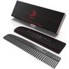 Bossman Metal Comb for Men - Hair and Beard Comb - Accessories for Men's Mustache, Beard and Hair Care with Leather Pocket Case (Black)