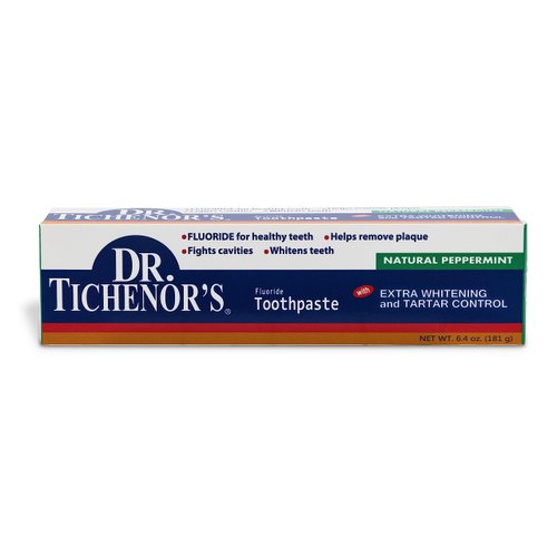 Dr. Tichenor's Extra Whitening and Tartar Control Fluoride Toothpaste - Cavity Fighting, Plaque Removal, and Teeth Whitening, with Natural Peppermint Flavor - 6.4 Ounce (Pack of 2)