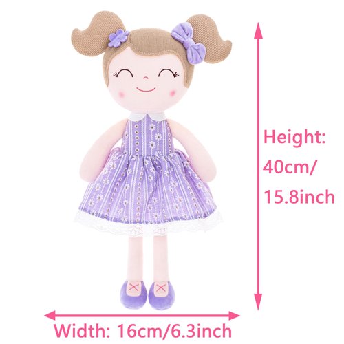 Gloveleya Dolls Baby Girl Gifts Soft Plush Lavender Daisies Doll 16 inches
