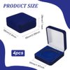 FINGERINSPIRE 4 Pcs 50mm Midnight Blue Velvet Challenge Coin Storage Gift Box 2.58x2.58x1.4 Square Badge Presentation Display Box Single School Emblem Badge Display Holder Medal Storage Case