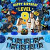 Video Game 9th Birthday Party Decorations Blue Black Happy Birthday Level 9 Banner Backdrop Honeycomb Centerpieces Hanging Swirls Tissue Paper Pompoms Kit for Boy 9 Years Old Game Controller Supplies