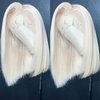 Mscathy Platinum Blonde 13X4 Human Hair Bob Wig HD Lace Front Breathable Hair Pre Plucked Transparent 150% Density Lace Front Wigs Human Hair for Woman 10 Inch