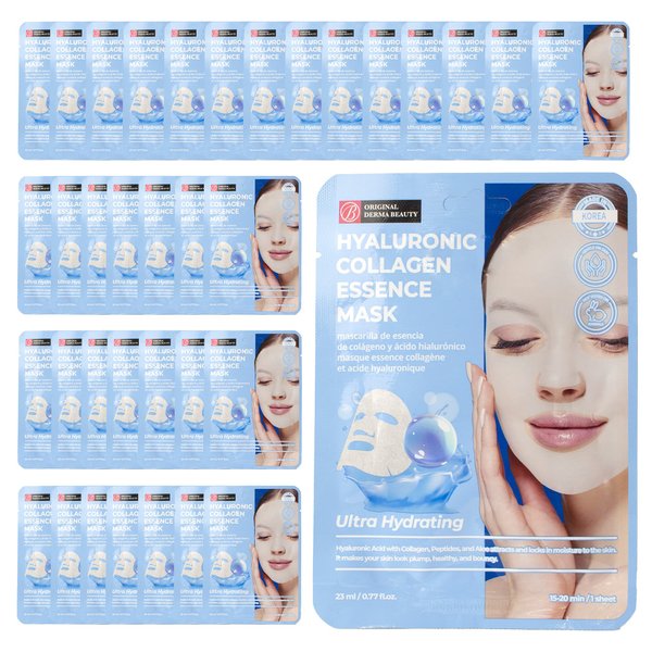 Innerest Original Derma Beauty Collagen Face Masks 36 PK Ultra Hydrating Hyaluronic Face Mask Skin Care Sheet Masks Set for Beauty & Personal Care Korean Face Mask