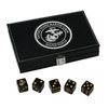 Marine Corps Playing Cards and Dice Set – Black Leather Keepsake Box, Playing Cards with USMC Rank Insignia, EGA Dice