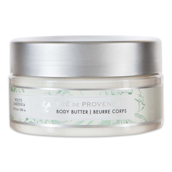Pre de Provence Collection Shea Butter Enriched Body Butter Soothing & Hydrating Emollient Cream Body Moisturizer for Women, 6.7 Fl Oz, White Gardenia