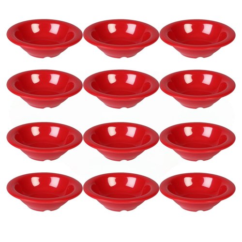 TrueCraftware- 4 oz Salad Bowls Pure Red Color Melamine Set of 12- Dishwasher Safe Break-Resistant Reusable Bowls Serving Bowl Soup Bowls for Fruits Salad Kitchen Restaurants