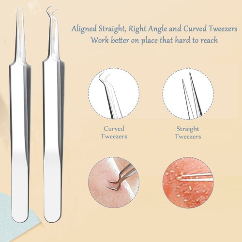 Blackhead Remover Pimple Popper Tool Kit, 6-in-1 Blackhead Comedone Acne Blemish Pimple Extractor Tool Kit Tweezers Kit Skin Care Tools for Face