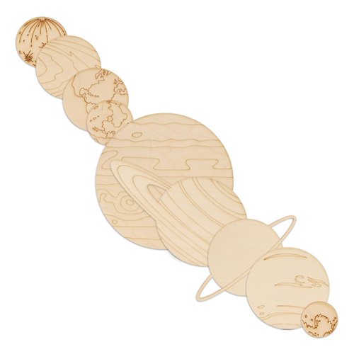 Solar System Model of Planets, Pack of 5 Sets of 9 DIY Wooden Crafts to Paint for Outer Space Classroom Decorations or Science Party, by Woodpeckers