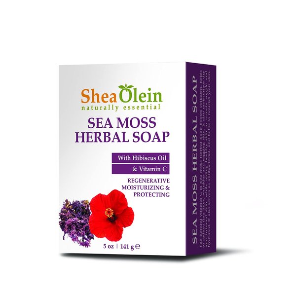 SheaOlein Naturally Essential SEA MOSS HERBAL Soap with HIBISCUS OIL & Vitamin C