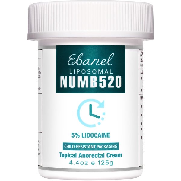 Ebanel 5% Lidocaine Numbing Cream, Pain Relief Cream Burn Itch Cream, Numb520 Topical Anesthetic Lidocaine Cream Maximum Strength with Vitamin E for Local and Anorectal Uses, Hemorrhoid Treatment