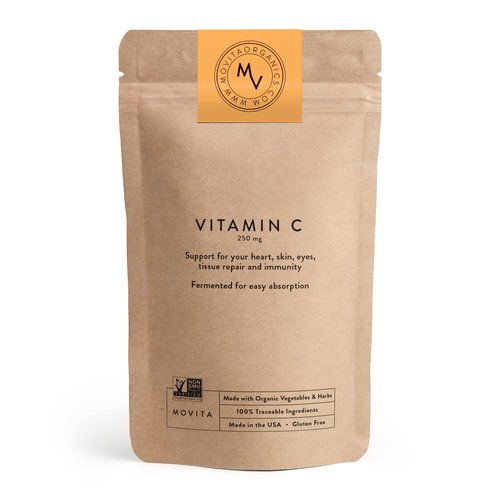 Movita Fermented Vitamin C 250mg Pouch - Fermented Whole Foods, Vitamins, and Minerals - Organic, Vegan-Friendly, Gluten-Free & Non-GMO - 30 Day Supply