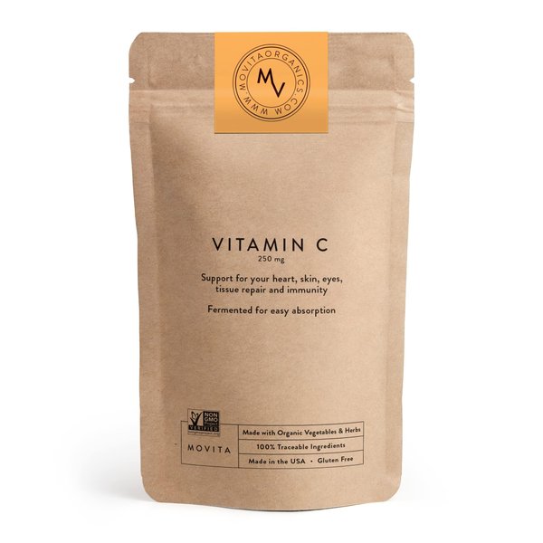 Movita Fermented Vitamin C 250mg Pouch - Fermented Whole Foods, Vitamins, and Minerals - Organic, Vegan-Friendly, Gluten-Free & Non-GMO - 30 Day Supply
