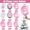 Censen 45 Pieces Snowflake Balloons, Winter Theme Balloons Set, Winter Onederland Balloons, 1st Birthday Balloons for Christmas Baby Shower Birthday Wedding Party Decorations (Pink, Silver, White)