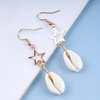 Allereyae Vintage Cowrie Drop Earrings Puka Shell Dangle Earrings Gold Star Dangling Earrings Hollow Star Earrings Jewelry for Women and Girls