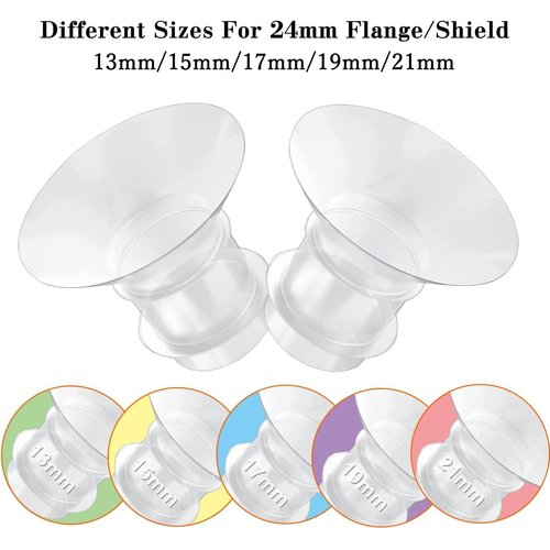 Flange Inserts 13/15/17/19/21mm 5pcs,Suitable for Medela,Spectra 24mm Shields/Flanges,Compatible with Momcozy S12 Pro/S9 Pro/S9/S12 Wearable Breast Pump,Reduce 24mm Tunnel Down to Correct Size