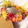 Vividsun Flower Crown Floral Headpiece Festival Wedding Hair Wreath Floral Crown (yellow red)