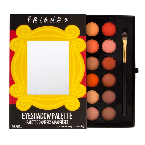 MAD Beauty Friends The Television Series Eyeshadow Palette | 18 Warm Neutral Shades and 1 Brush | 90s-Inspired Everyday Makeup | Skincare Gifts for Women and Adults