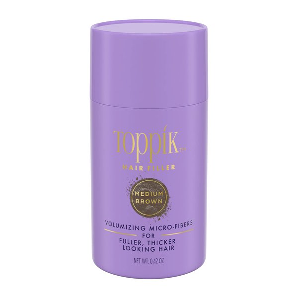 Toppik Hair Filler Keratin Hair Fiber Powder 12g - Hair Thickener for Women, Camoflauge Roots, Fills Hairline Gaps For Fuller Hair - Medium Brown