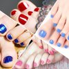 JERCLITY 440 Pieces 20 Sheets Bright Solid Color Toenail Wraps Toe Nail Polish Strips Self-Adhesive Full Nail Stickers Colorful Nail Art Decals Strips with Nail File for Women Girls Nail Art