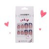 Press on Nails Short Medium Square Nails 24 Pcs, French Blue White Fake Nails with Heart Accents - Glue Nail Kit Reusable Acrylic False Nails for Women, Blue Heart Square