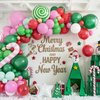 Christmas Balloon Garland Arch Kit,Red Green Pink Balloons with Santa Claus Crutch Lollipop Candy Balloons for Christmas Party Decorations Xmas Eve New Year Holiday Party Supplies
