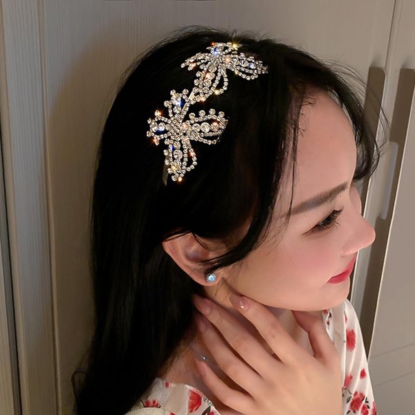 Jumwrit Silver Rhinestone Headband Boho Glitter Hollow Butterfly Hair Band for Women Girls Sparkle Wedding Bridal Headpiece for Bride Bridesmaid Nonslip Metal Headband Hair Accessories