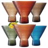 Classic Reusable Plastic Martini Drinking Glasses, Hobnail Design, Shatterproof | 6 Set | Color, Tritan, Acrylic Unbreakable Beaded Cups, Dishwasher Safe 9oz, Kitchen Cups, BPA-free, Indoor, Outdoor