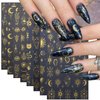 8Sheets Gold Star Nail Sticker Decals- Metallic Nail Supplies 3D Self-Adhesive Sun Stars Moon Starlight Planets Snake Nail Design Nail Art Stickers for Women Acrylic Nails Decoration Accessories Craft