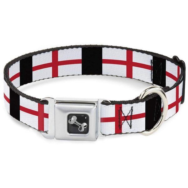 Buckle-Down Dog Collar Seatbelt Buckle England Flags 15 to 26 Inches 1.0 Inch Wide, Multicolor, DC-W30519-L