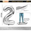 HiParty Silver 2025 Balloon Numbers, Happy New Year Balloons, Happy New Year Decorations, 40inch 2025 Balloons Silver for New Years Eve Party Supplies 2025, Happy New Year Banner, NYE Decorations