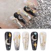 WEILUSI Gold Moon Nail Charms Kit 3D Alloy Nail Art Rhinestones Mixed Sparkle AB Crystal Rhinestones Pearl Nail Charm Jewelry Moon Nail Studs Manicure Accessories for Women Nails Decoration DIY Craft