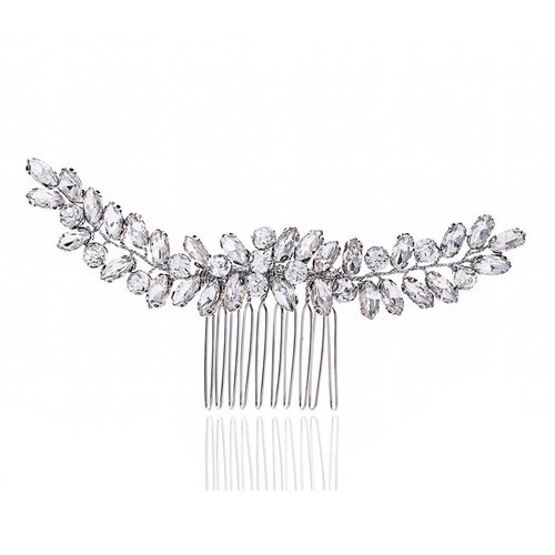 Foryysa Bridal Wedding Hair Comb for Women Silver Vine Combs Sparkly Rhinestone Hairpiece Elegant Bride Handmade Birthday Accessory Girls