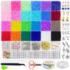 Redtwo 8000pcs 3mm Glass Seed Beads for Bracelet Making Kit, Small Beads Friendship Jewelry Making Kit, Tiny Waist Beads Kit with Letter Beads and Elastic String, DIY Art Craft Girls Gifts.