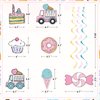 Sweet Comic Ice Cream Donut Hanging Swirl Party Decor, Pastel Cartoon 2D Comic Donut/Candy Party Ceiling Streamers for Girl Ice Cream Theme Birthday Party Kids Candy Wedding Baby Shower Party Supplies
