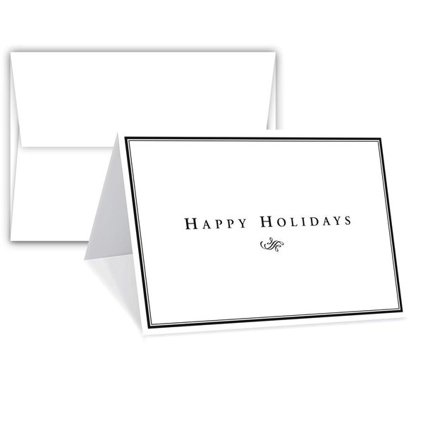 2024 Happy Holidays Greeting Cards – Elegant Blank Fold Over Cards and Envelopes for Business, Christmas and New Year's Gift and Presents | 25 Cards and 25 Envelopes per Pack | 5" x 7" (A7 Size)