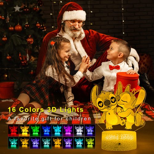 NINE SQUARE EGOU Stitch Night Light with Timer Remote & Smart Touch 7 Colors Changing Dimmable Lamp Cool Room Decor for Bedroom Boys