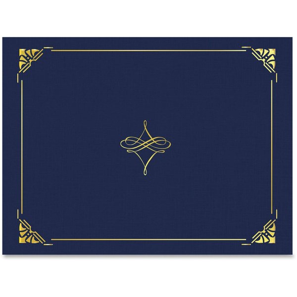 Geographics Navy Certificate Cover, Gold Foil, Linen Texture, 8.75" x 11.25", 5/Pack (47841)