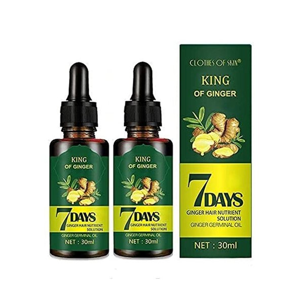 Hair Regrow 7 Day, Ginger Germinal Essential Oil Hair Growth Hair Loss Treatment Hair Care Hair Growth Serum for Men & Women 30ml(2 Pack)
