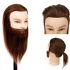 Stancia Mannequin Head, Male Mannequin Head Especially for Barber, Training Head with 14” 100% Human Hair, Manikin Head for Hair Styling and Practice (with Beard)