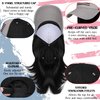 Qlenkay American Flag Hat Wig USA Flag Adjustable Baseball Cap Attached with 14" Hair Extensions Straight Bob Synthetic Hairpiece for Women Dark Black