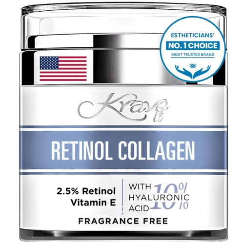 Retinol Cream for Face, Anti Aging Cream - Vitamin E, B5 & Hyaluronic Acid for Skin Care, Anti Wrinkle Face Cream with Collagen for Women/Men, Day-Night Face Moisturizer for Woman, Collagen Cream1.7oz